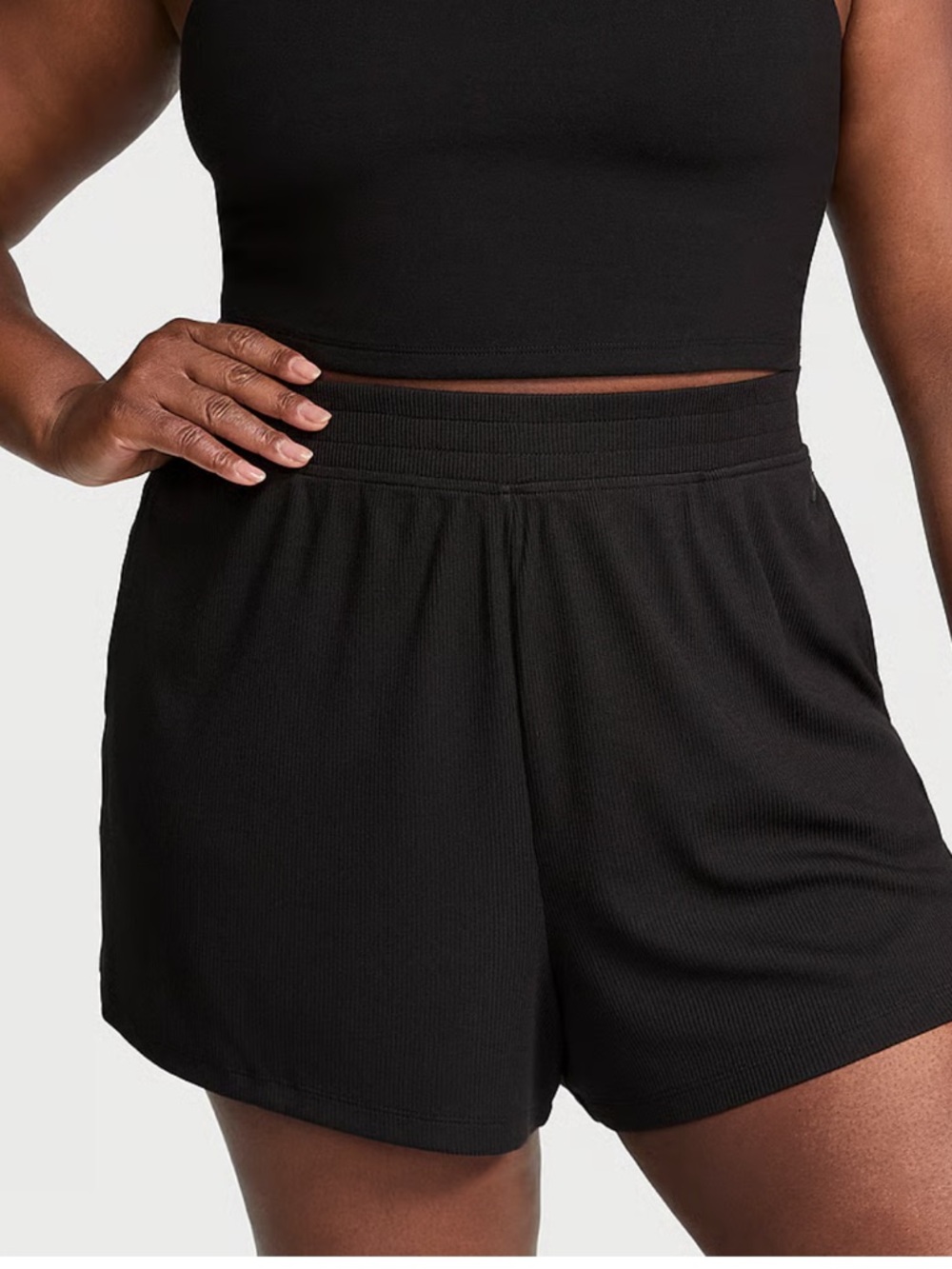 NWOT Victorias Secret Sport VSX Women's Black Active Lounge Shorts w/ pockets